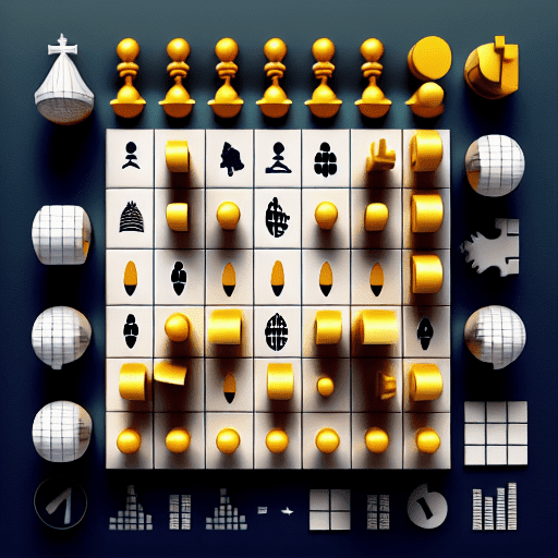 various stock market symbols as chess pieces