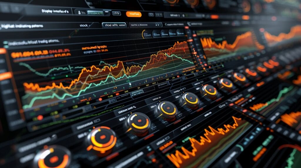 Digital stock float checker, highlighting low float stocks, charts around.